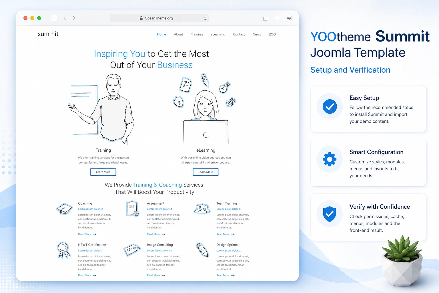 Cover image for the YOOtheme Summit guide with a reference to the template homepage