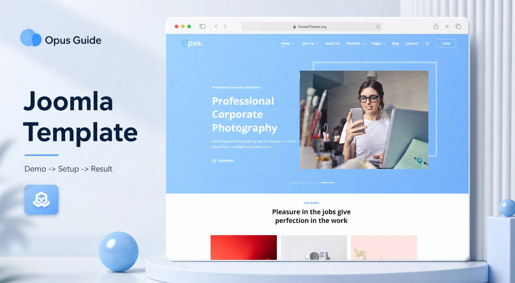 Cover image for the JoomShaper Opus guide with a reference to the template homepage