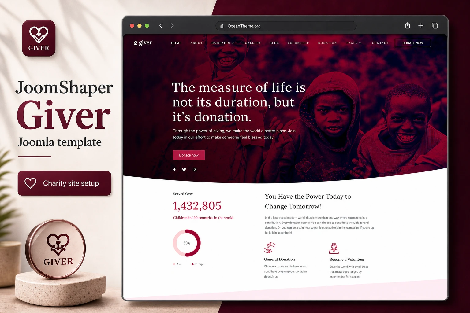 Cover image for the JoomShaper Giver guide with a reference to the template home page
