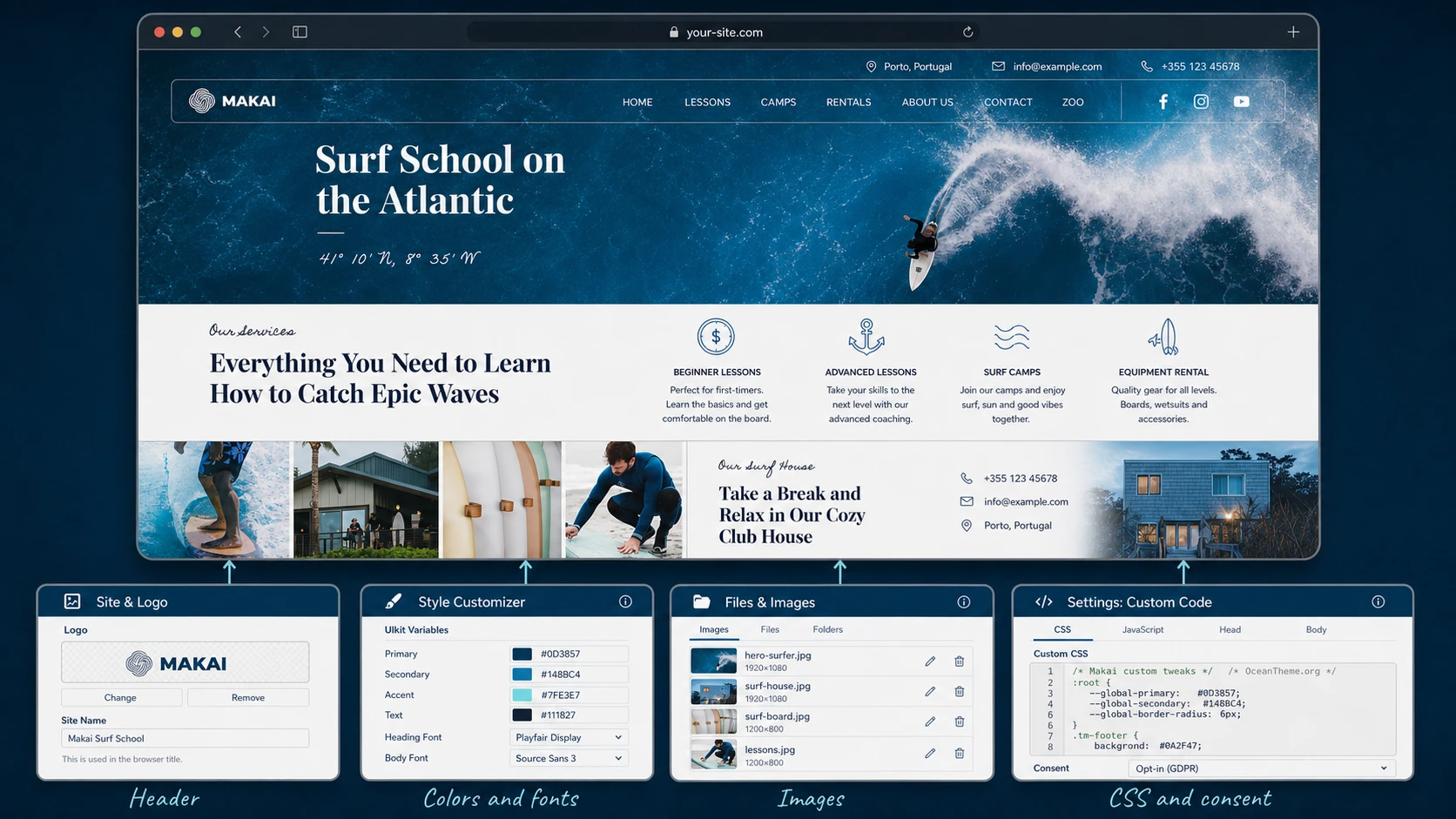 Connection between YOOtheme Makai settings and the visible result on a Joomla homepage