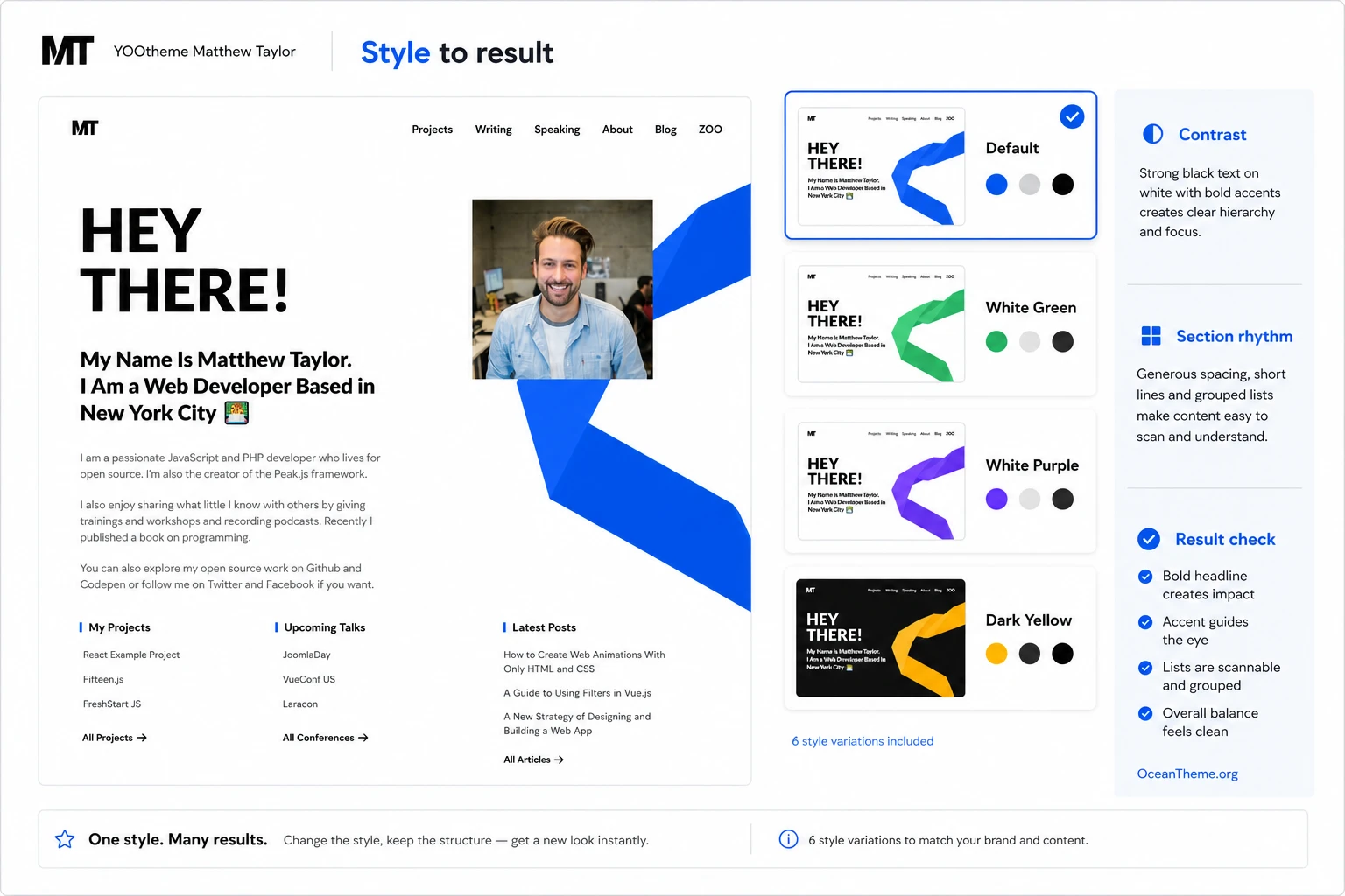 Connection between style variations and front-end results in YOOtheme Matthew Taylor
