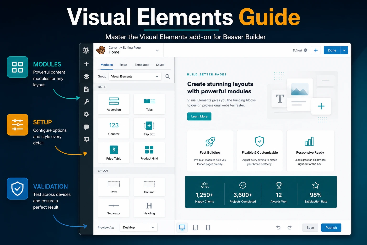 Cover image for the CodeCanyon Visual Elements guide for Beaver Builder