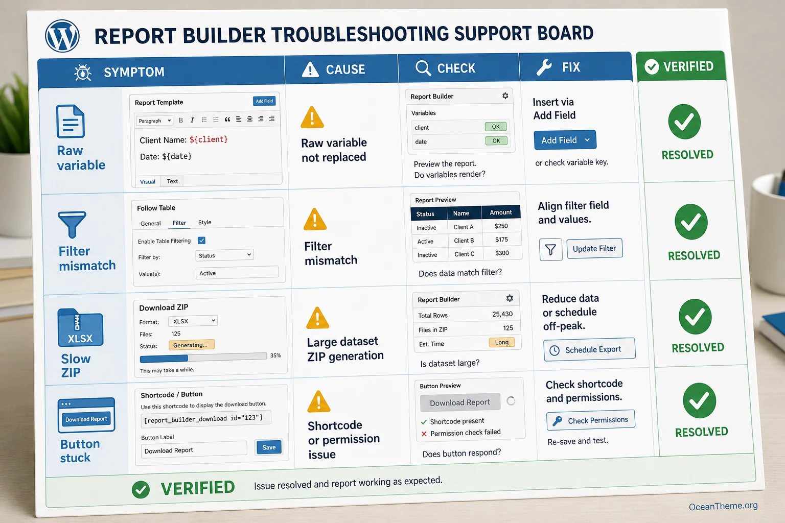 Validating the Report Builder result after downloading a DOCX or XLSX file