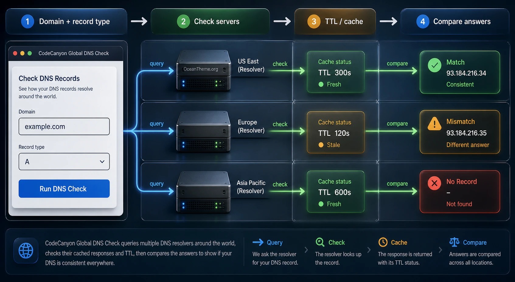 How CodeCanyon Global DNS works from server setup to verification result