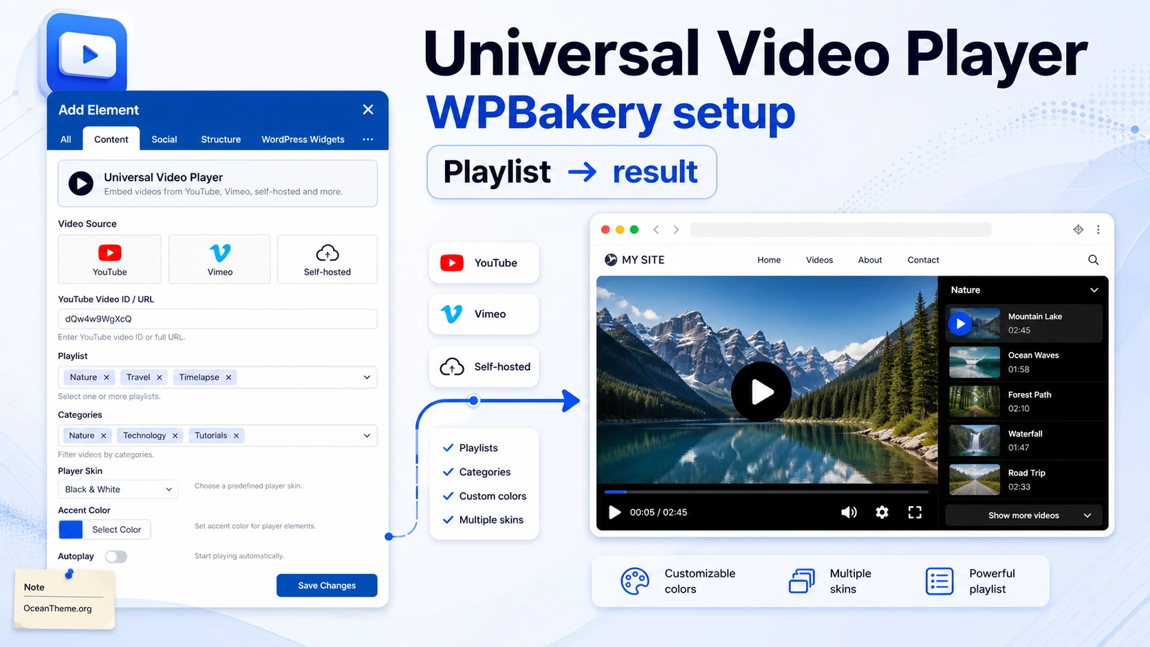 CodeCanyon Universal Video Player in a practical WPBakery workflow with video player setup