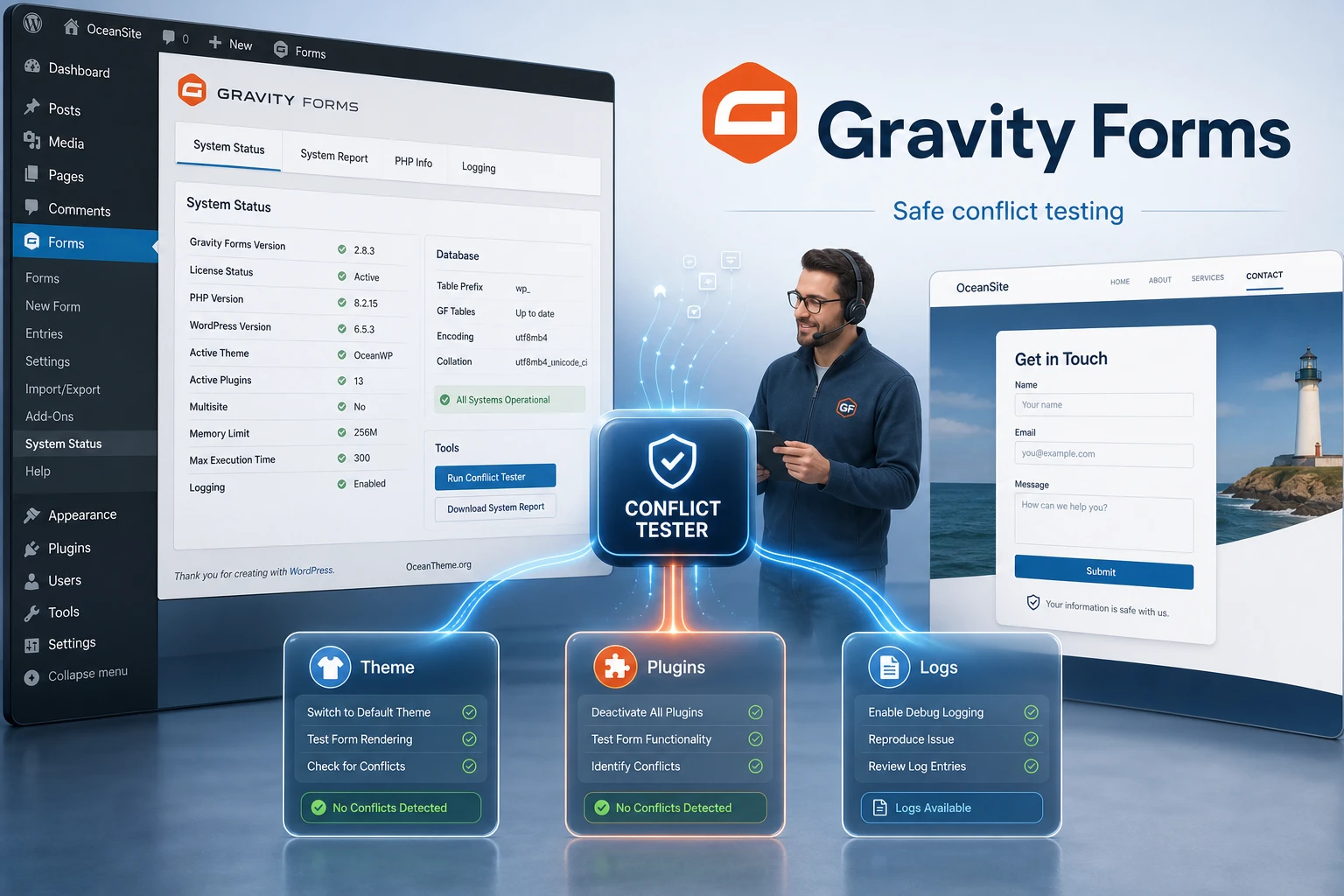 Gravity Forms Debug guide cover for troubleshooting WordPress form conflicts