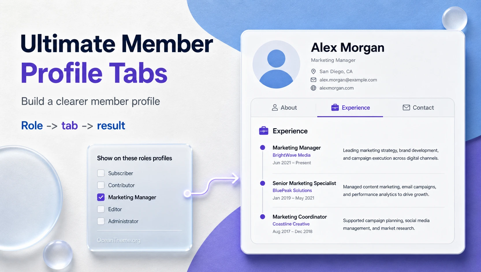 Ultimate Member Profile Tabs: a WordPress member profile with configured tabs