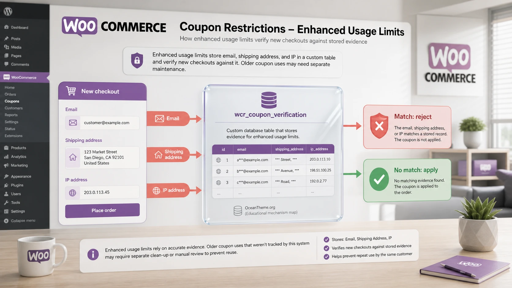 WooCommerce Coupon Restrictions enhanced limits and verification table