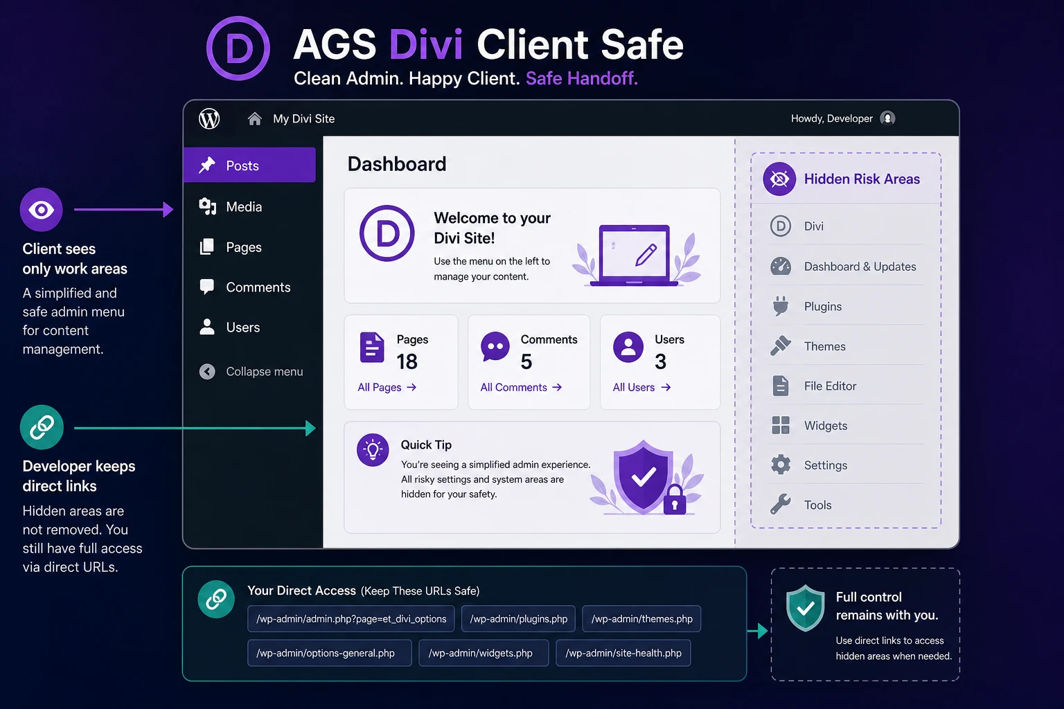 AGS Divi Client Safe v1.0.0 - client plugin for Divi | Guide