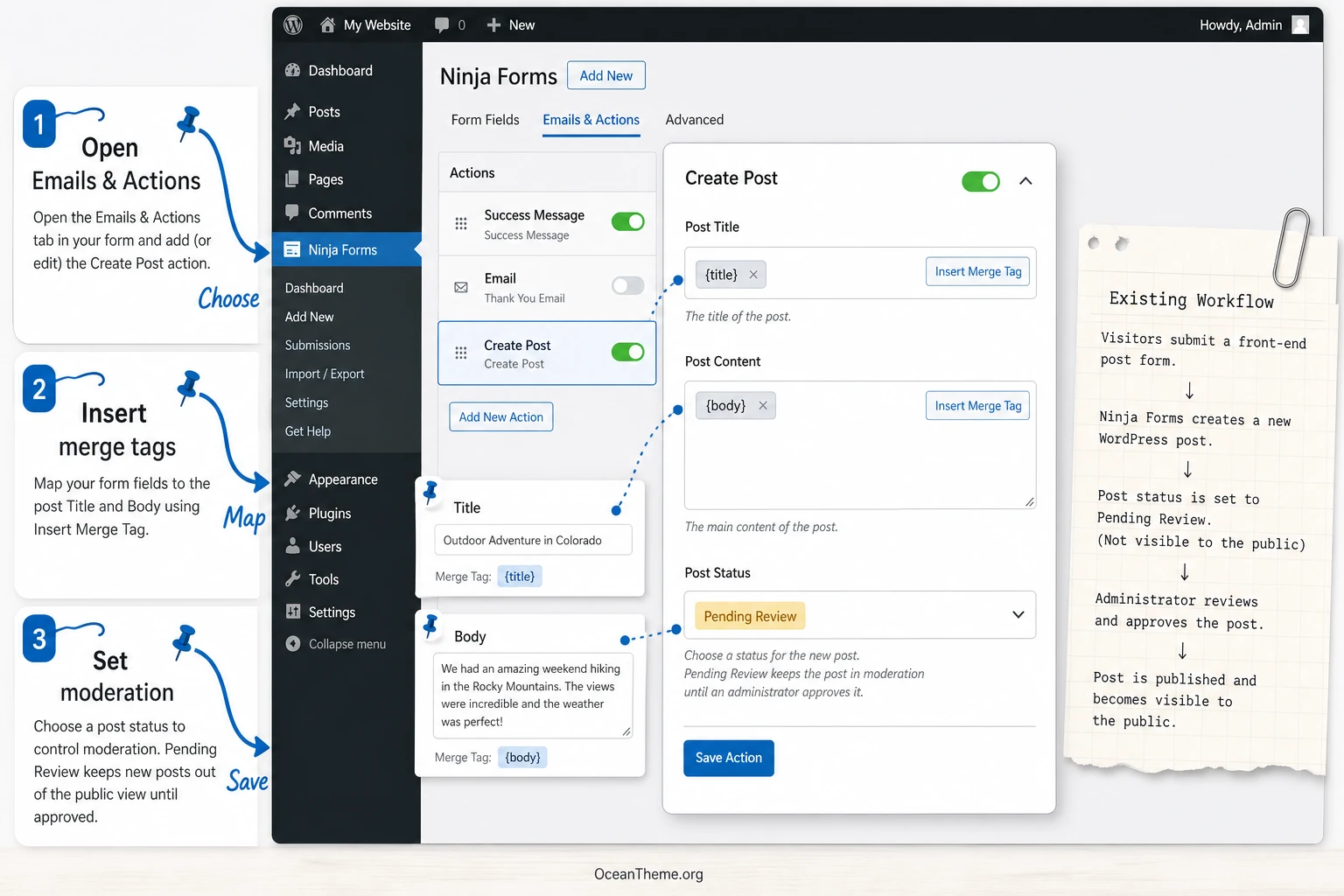 Setting up the Create Post action in Ninja Forms Front-End Posting