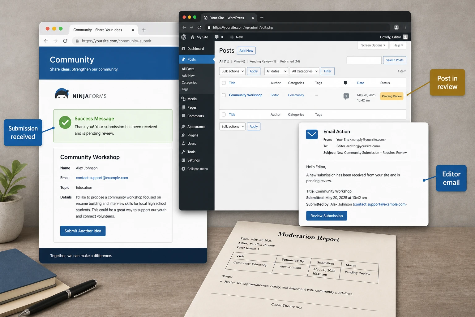 Verifying the result after submitting a Ninja Forms Front-End Posting form