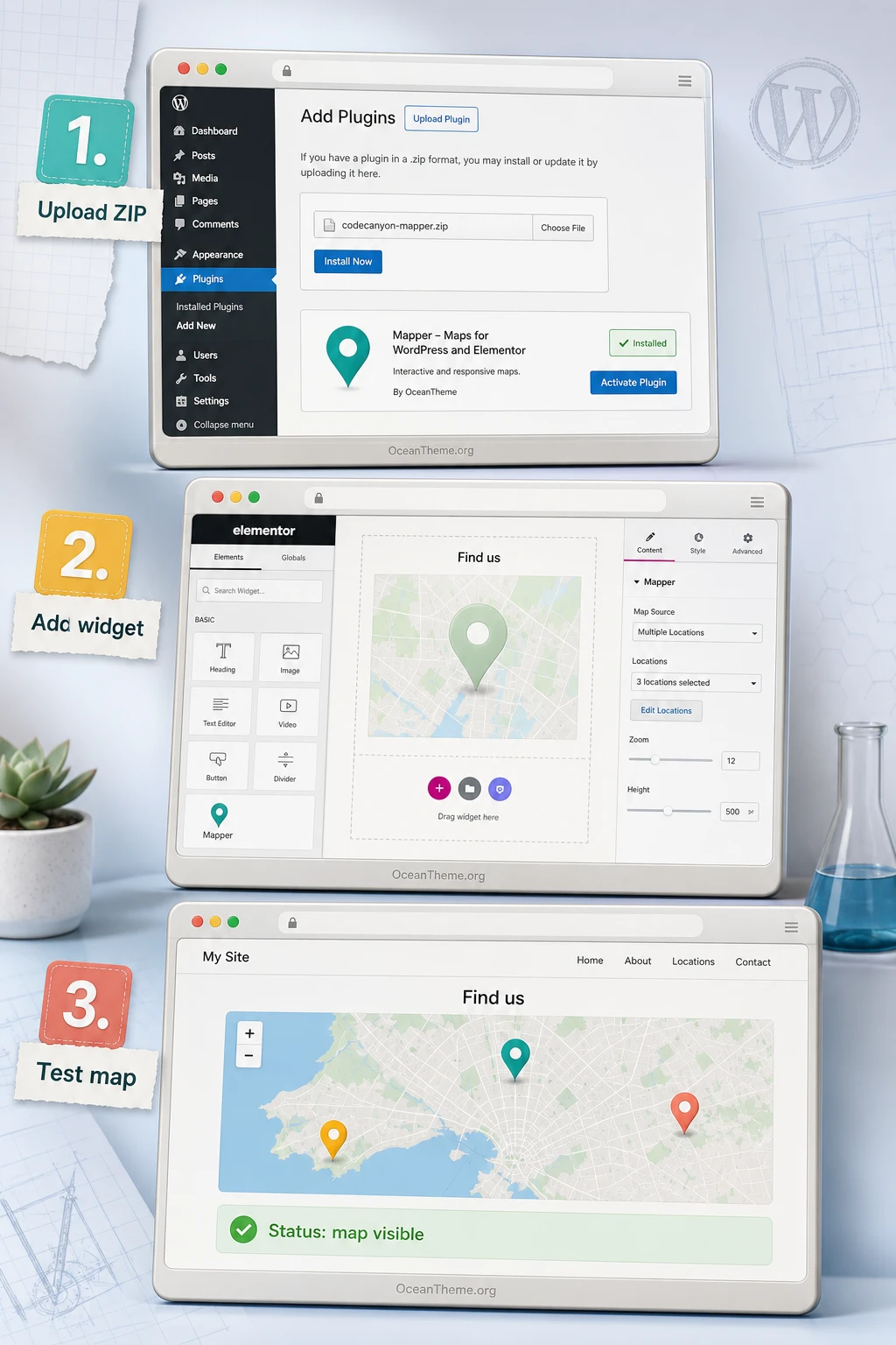 CodeCanyon Mapper setup path in the Elementor editor