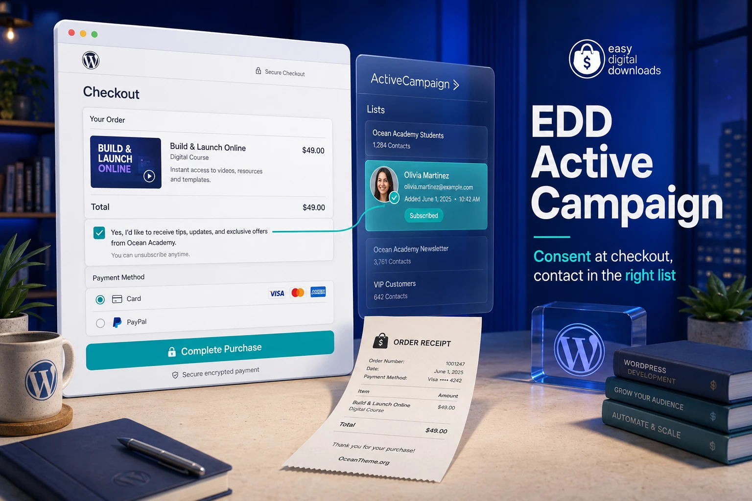 EDD Active Campaign guide cover for digital store customer subscriptions