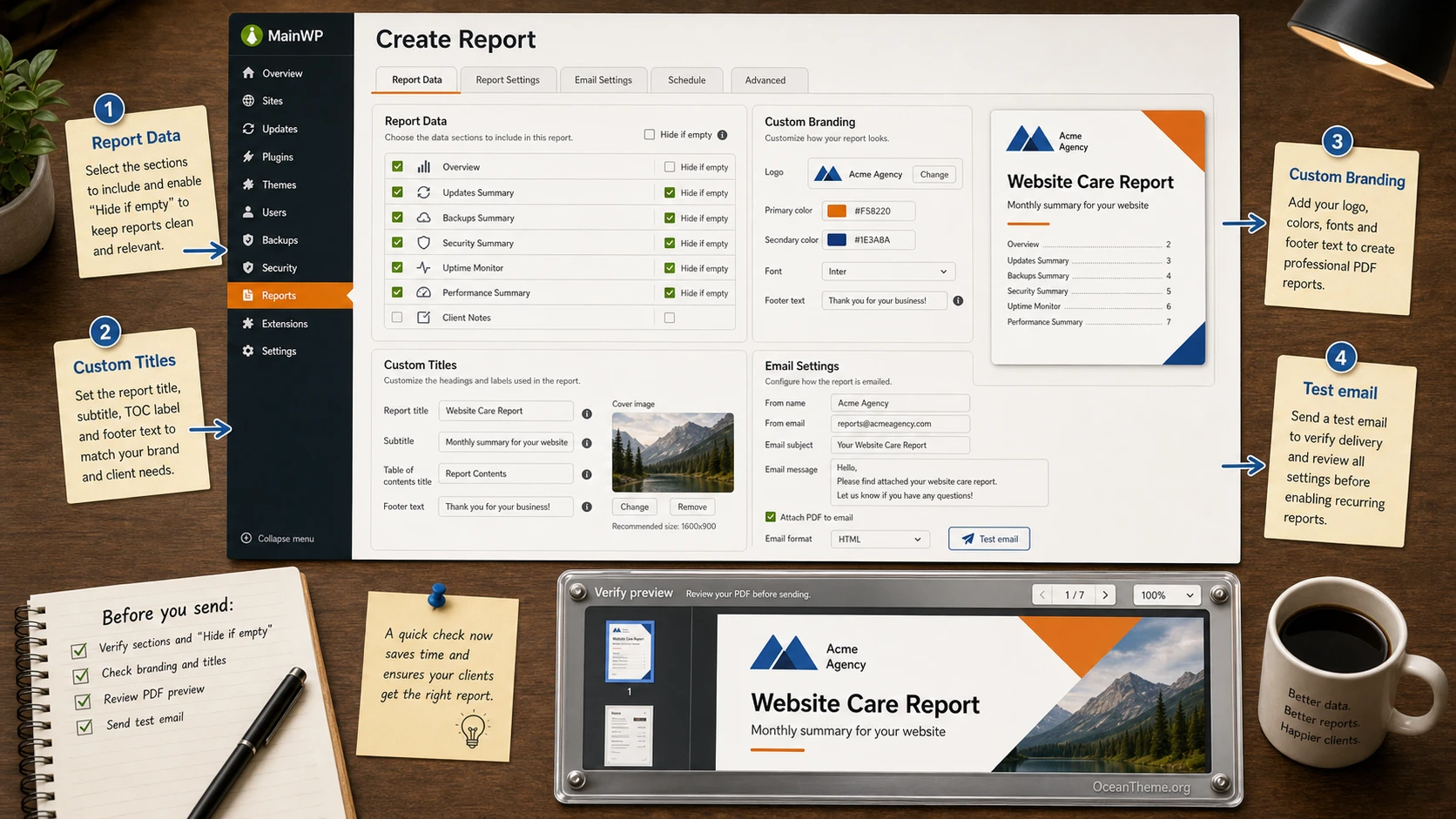 MainWP Pro Reports v5.1.5 - WordPress reports plugin | Guide