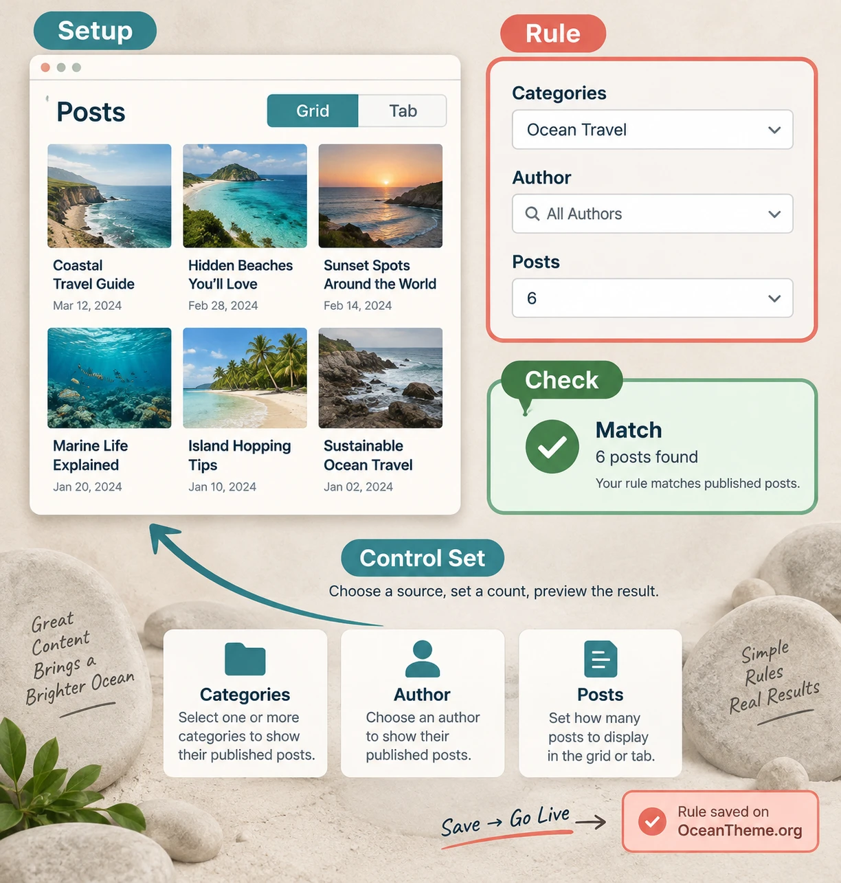 Map of the WordPress post selection settings for CodeCanyon Wiloke Posts Tab And Grid