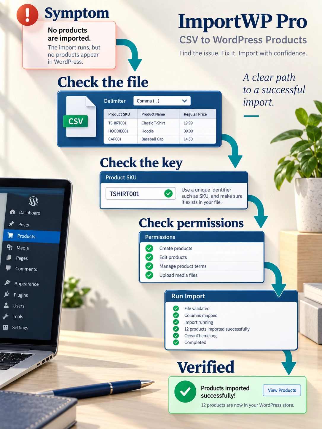 Troubleshooting ImportWP Pro: preview, unique identifier, permissions, and WordPress record