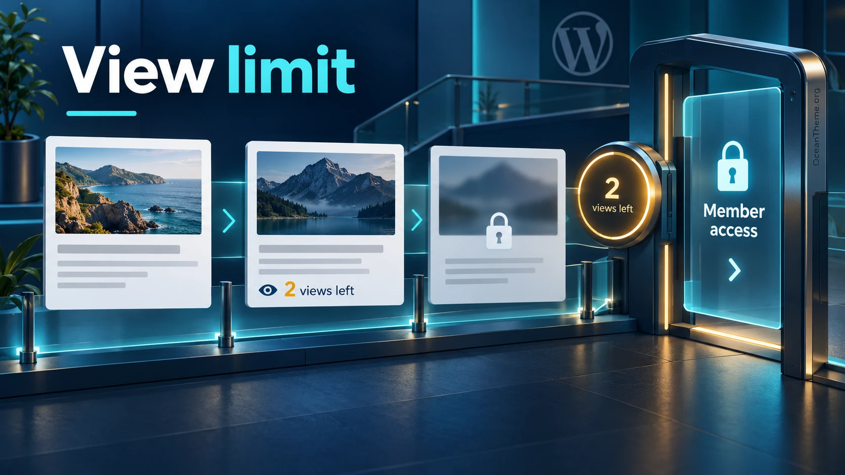 Diagram of limited access to premium content with Restrict Content Pro View Limit