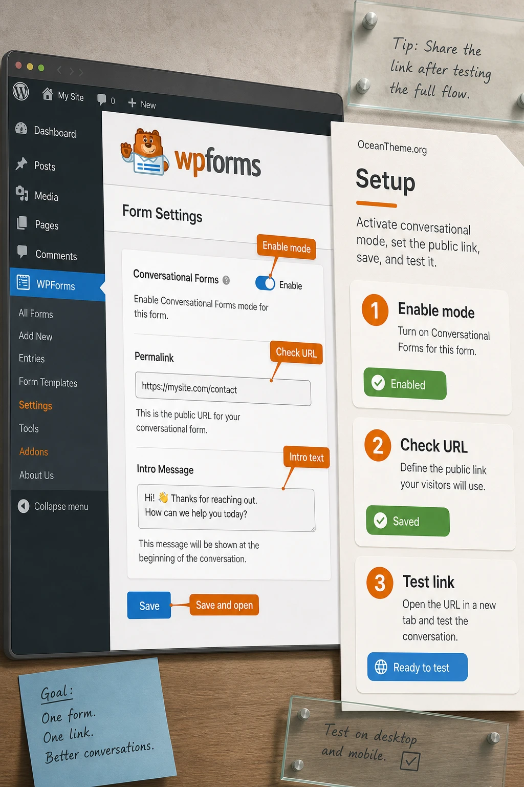 Setting up WPForms Conversational Forms in the WordPress admin panel