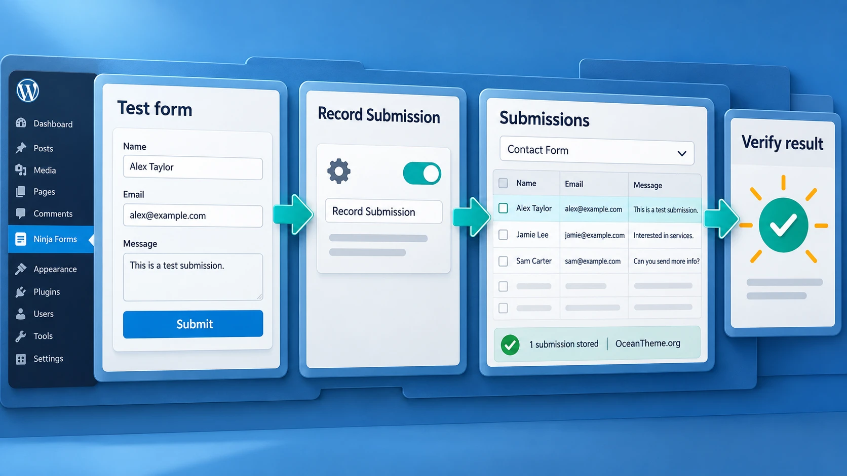 Ninja Forms verification map before configuring Admin Columns Pro columns