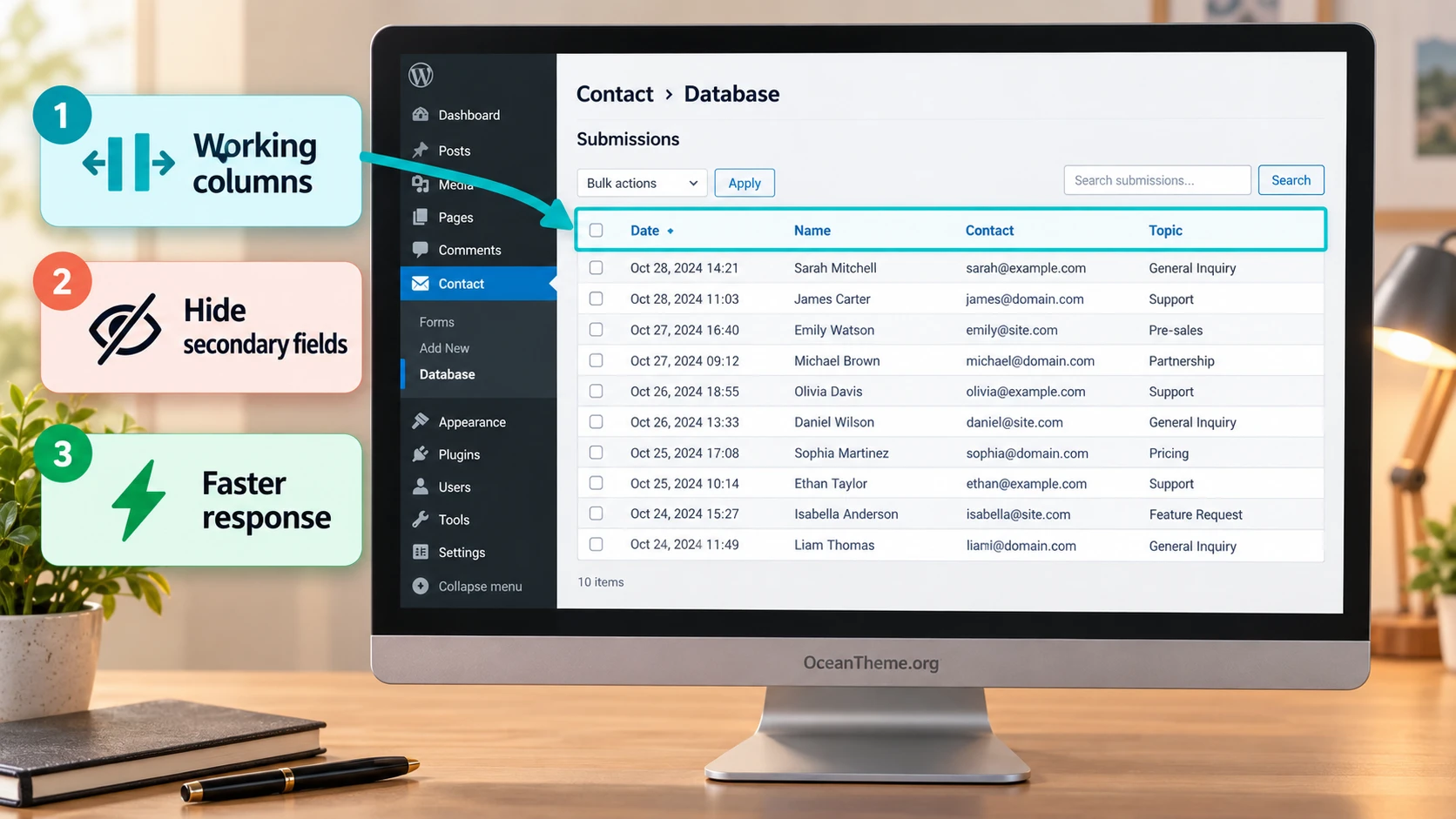 Configuring CodeCanyon Database columns in the WordPress interface