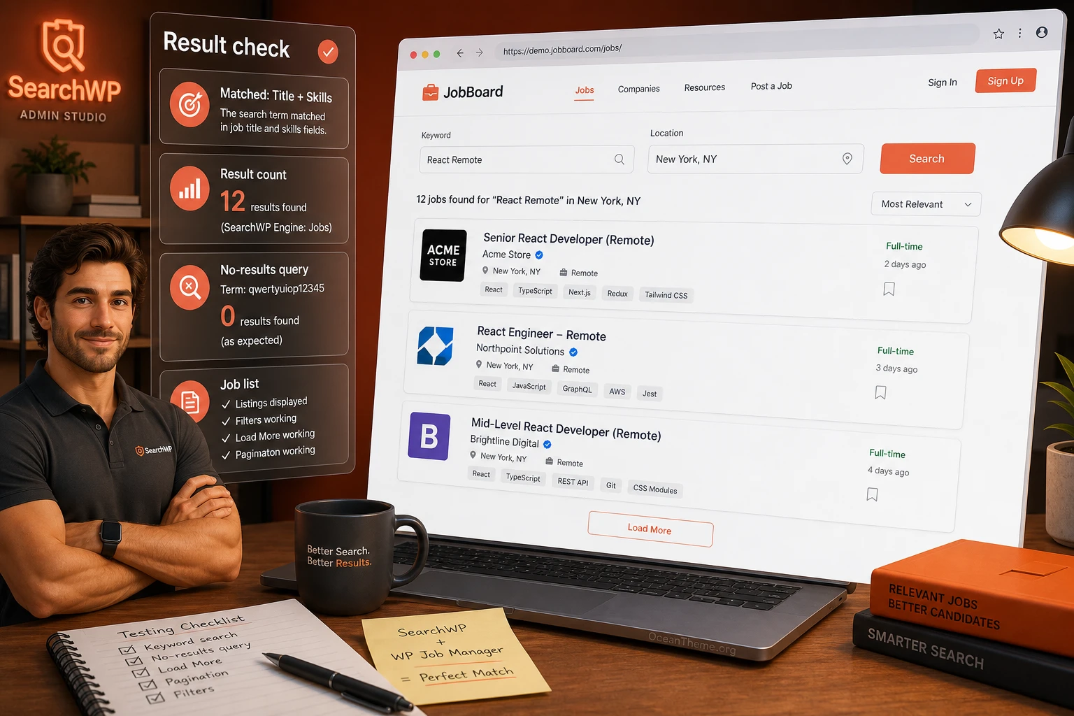 Validating SearchWP WP Job Manager Integration results on the jobs page