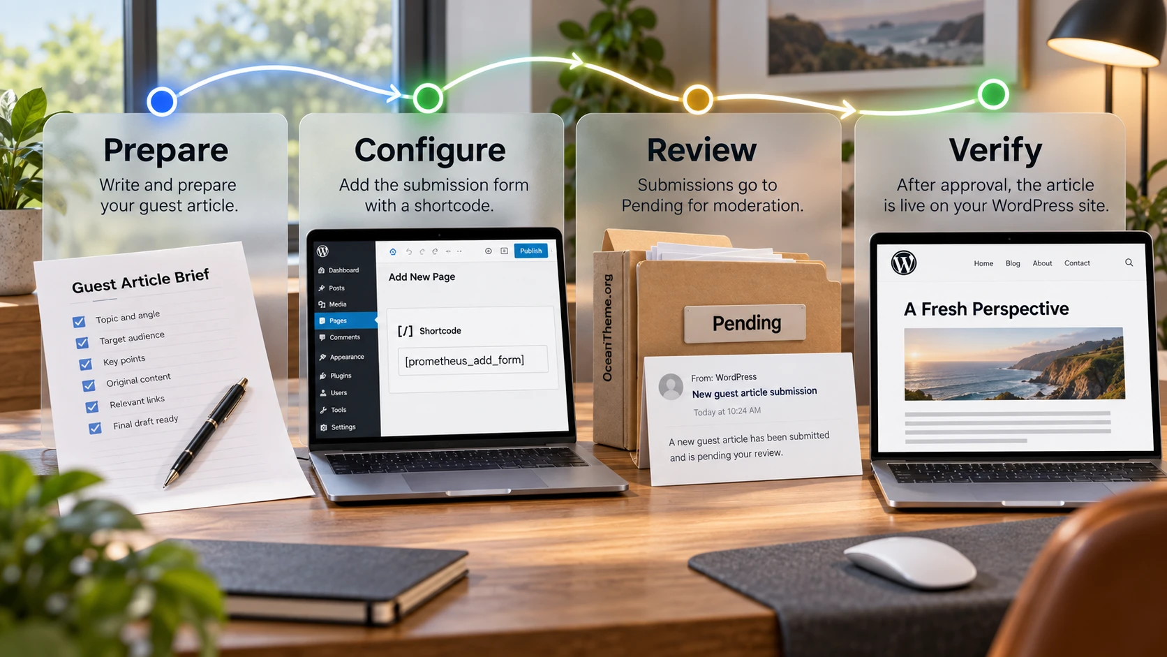 Prometheus User Submitted Content result example: short form, acceptance message, and post awaiting moderation