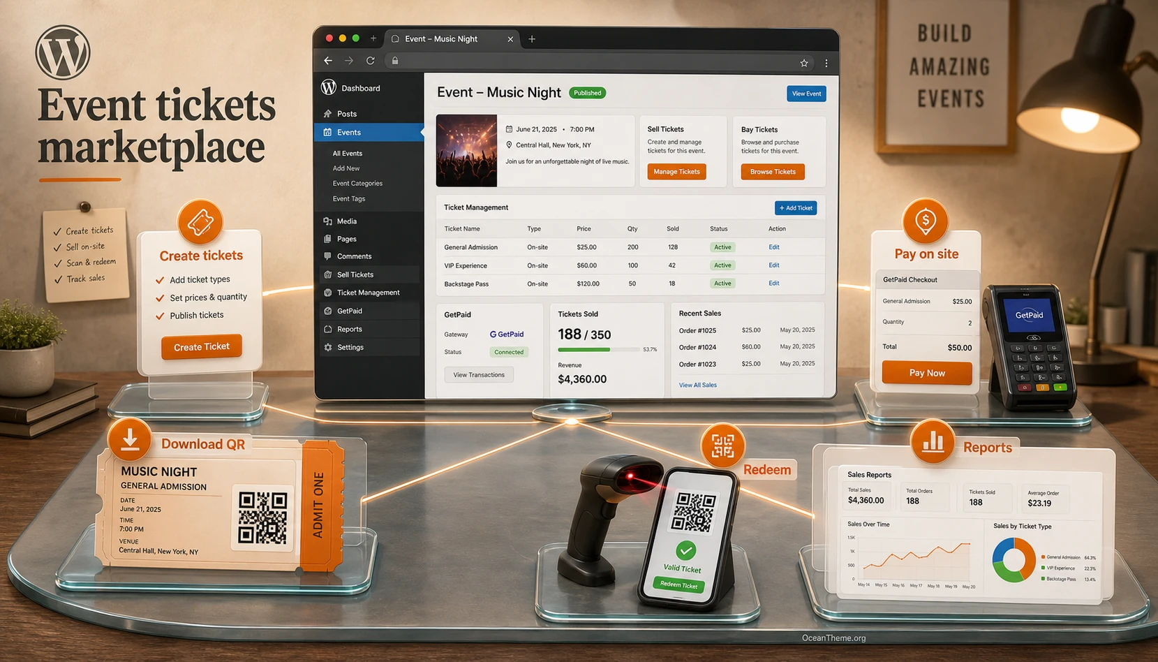 GeoDirectory Events Tickets Marketplace in a ticket sales and validation workflow