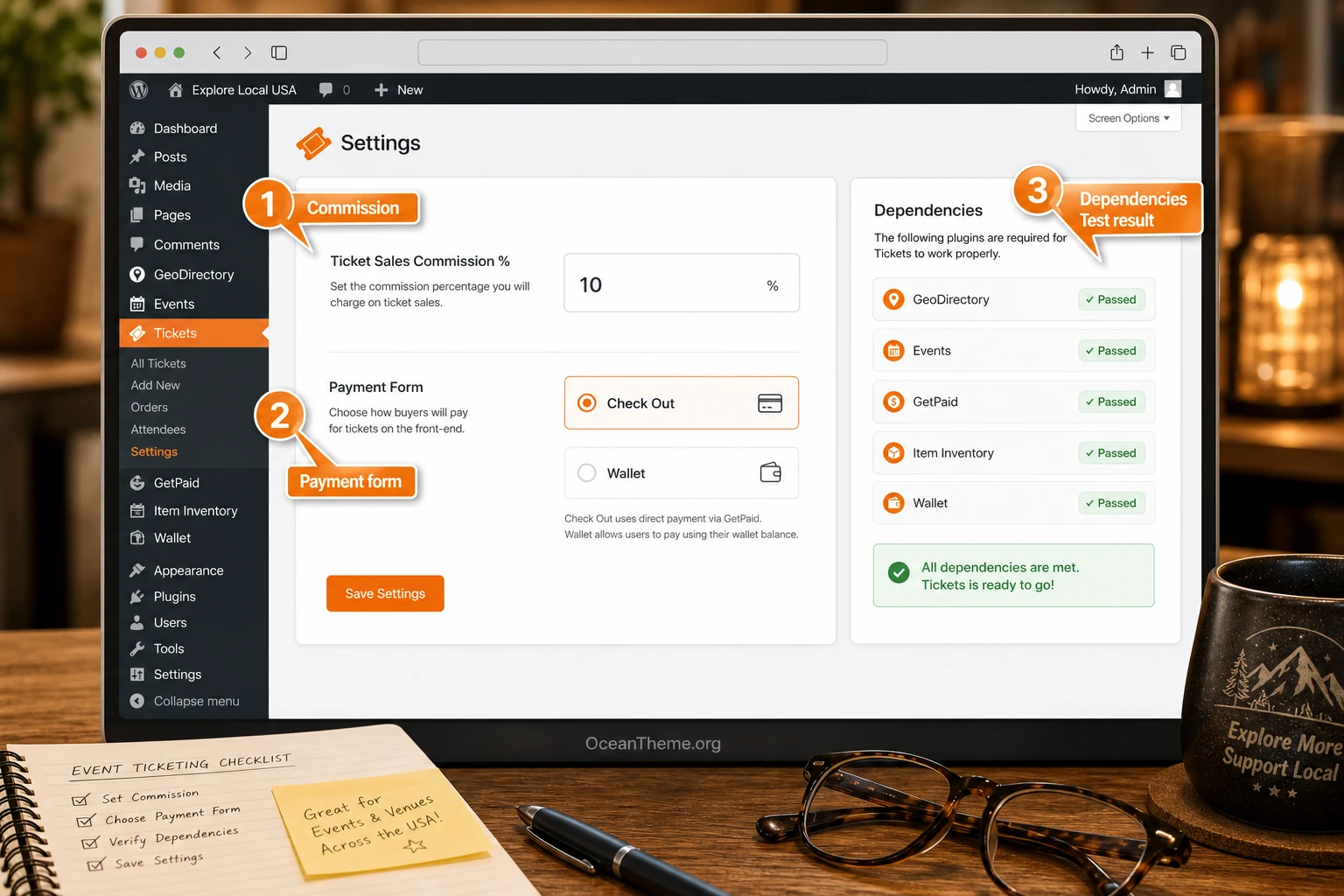 Commission and payment form setup in GeoDirectory Events Tickets Marketplace
