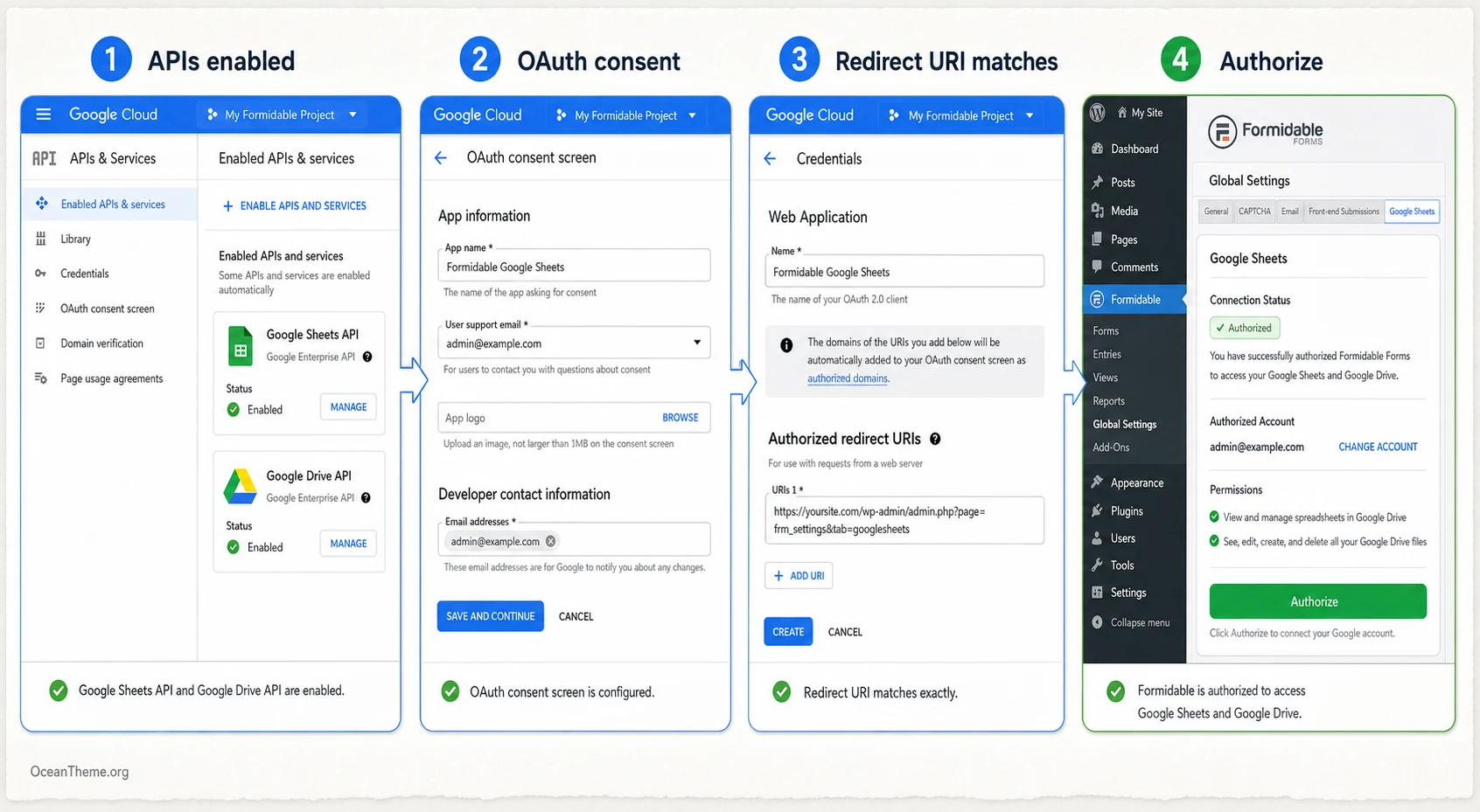 Setting up OAuth for Formidable Google Sheets in WordPress