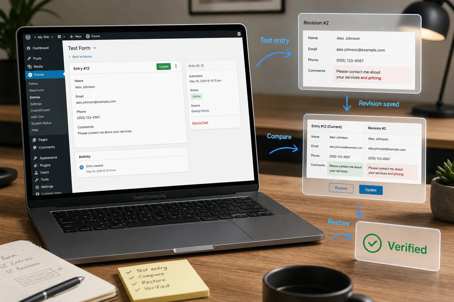 Primary setup map for GravityKit GravityRevisions after installation