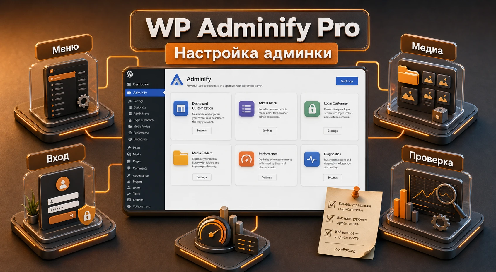WP Adminify Pro as the control center for configuring the WordPress admin area