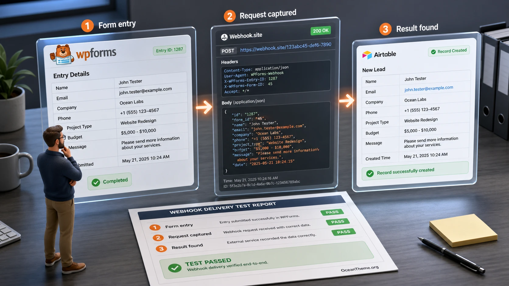 Verifying WPForms Webhooks through a test receiver and request log