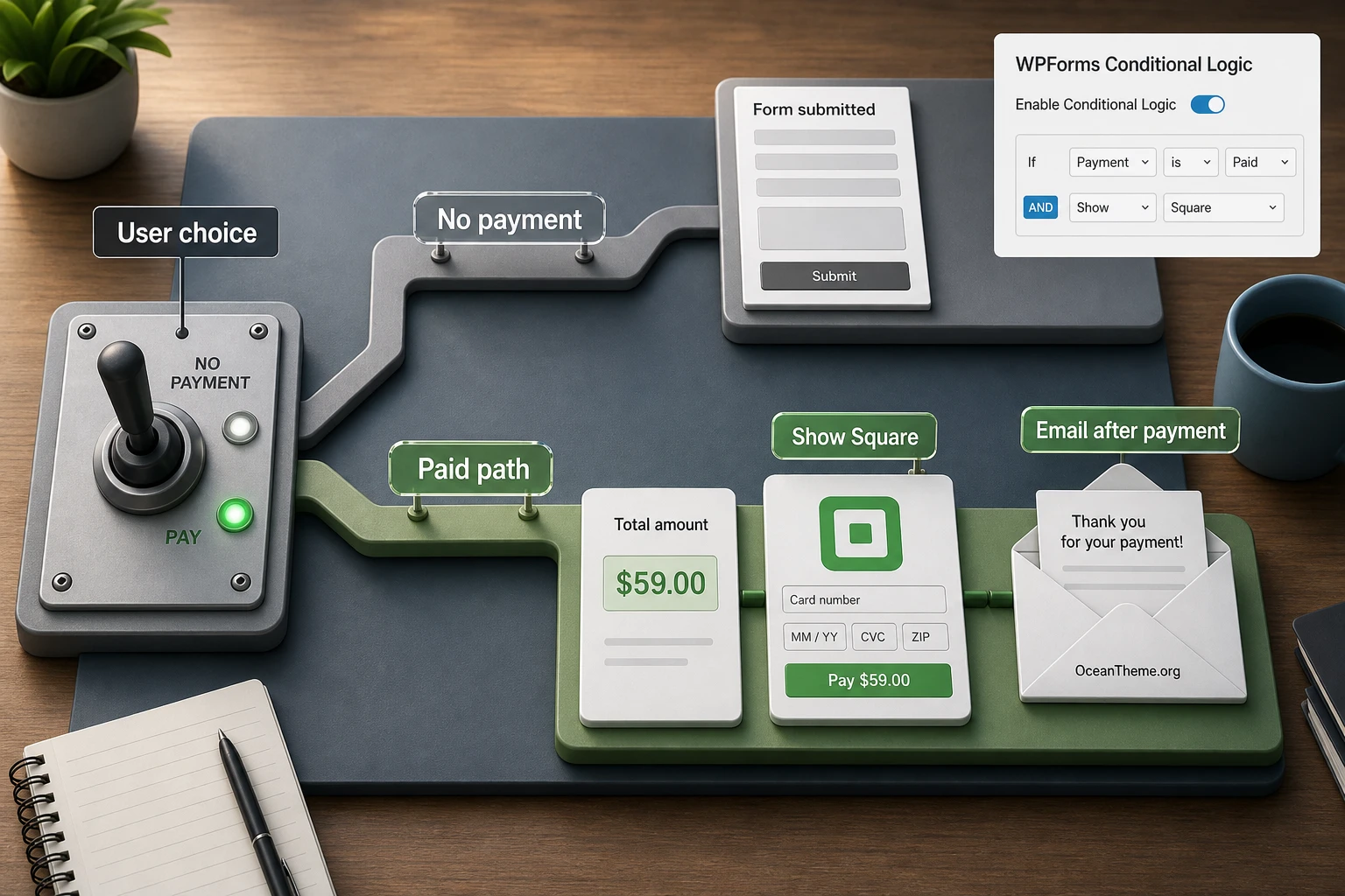 WPForms Square conditional logic for donations and free form submission
