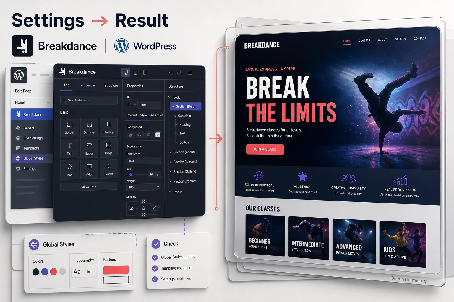 Breakdance in WordPress: how builder settings connect to the final page output