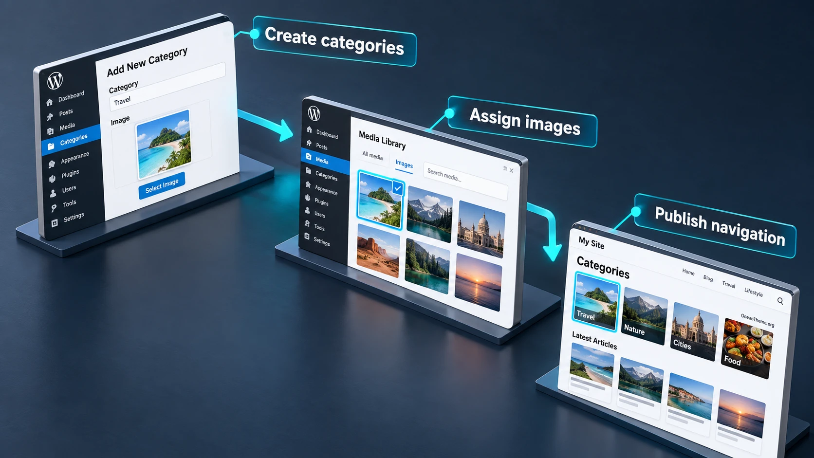 Preparation map for WordPress categories before displaying a category image grid
