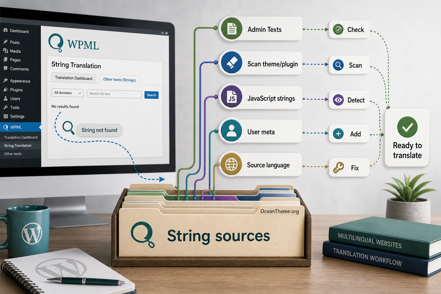 Flowchart for finding missing strings in WPML String Translation