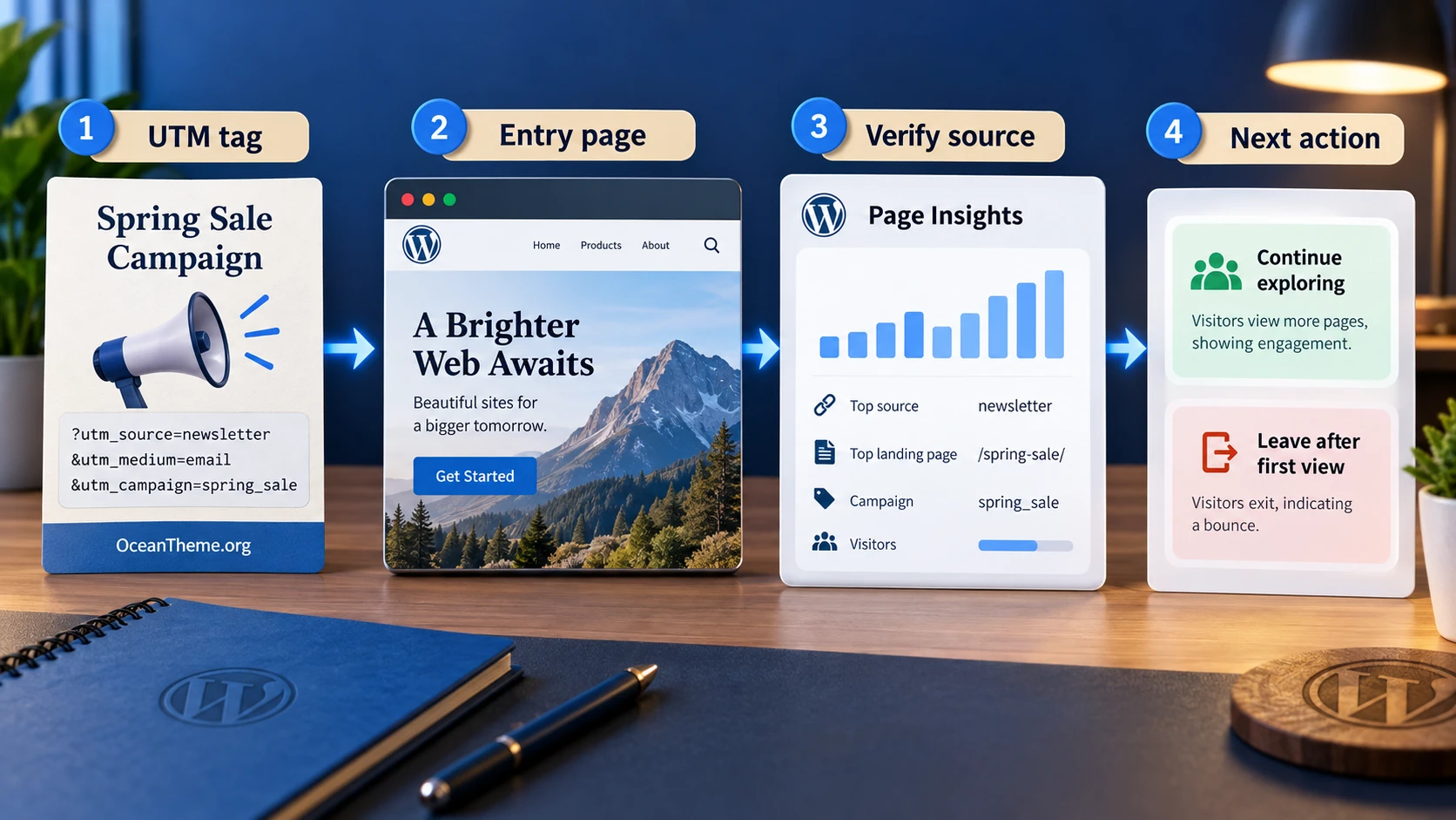 Checking a UTM campaign and entry page in WP Statistics