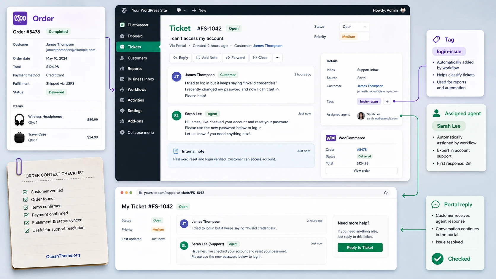 Practical Fluent Support Pro scenario for WooCommerce store tickets