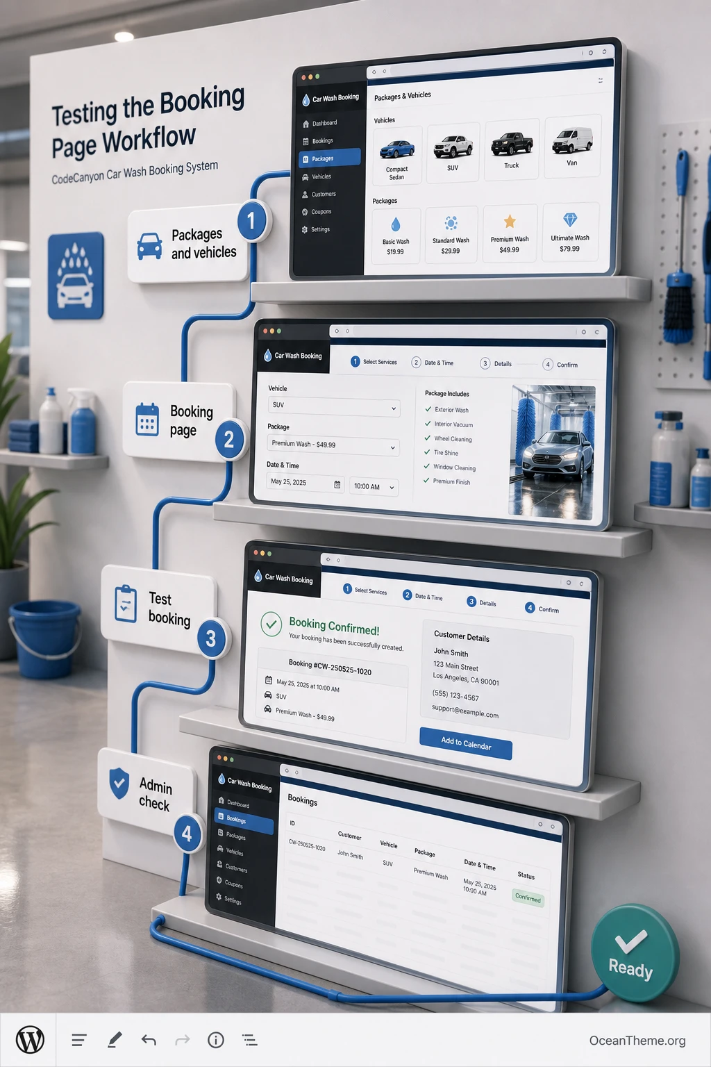 Practical example of using CodeCanyon Car Wash Booking System on a booking page