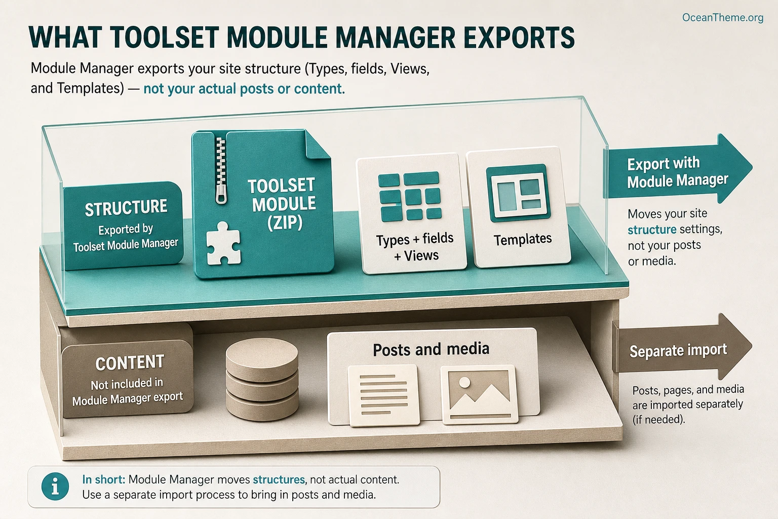 Diagram of the Toolset Module Manager module structure and WordPress data