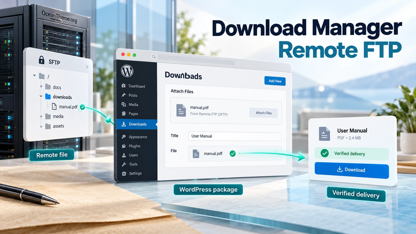 Download Manager Remote FTP: connecting WordPress settings to a remote file directory