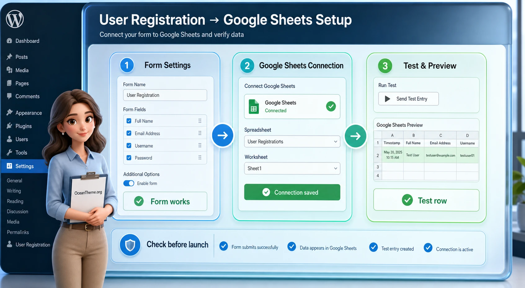 Initial User Registration Google Sheets setup map after installing the add-on