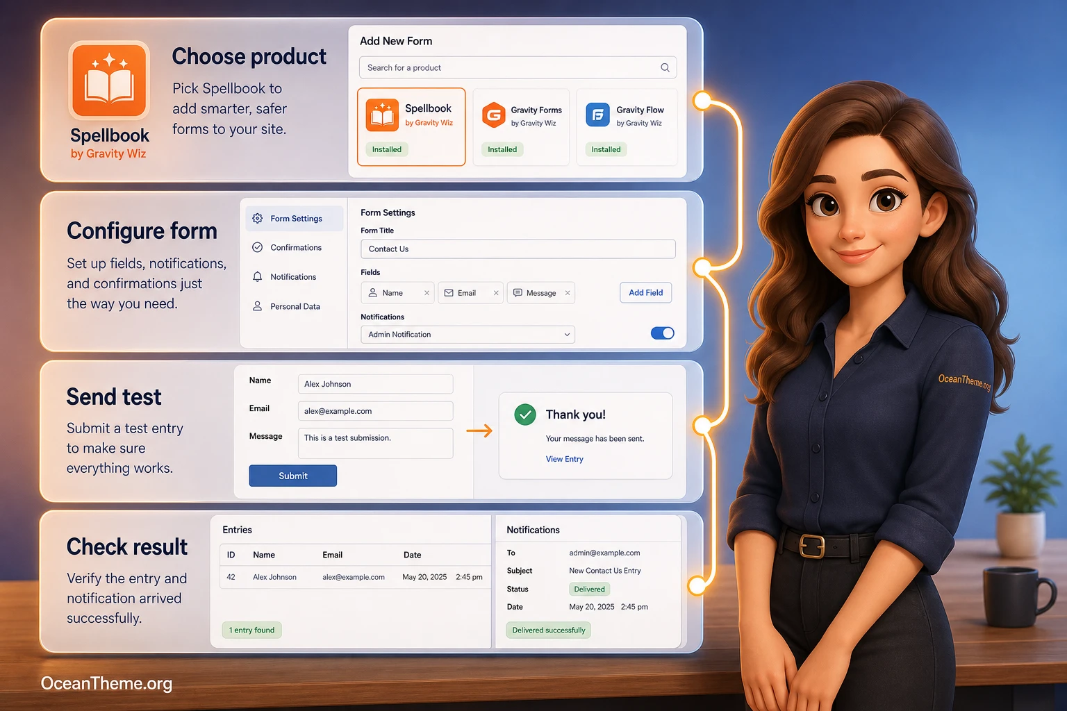 Practical workflow for installing a Gravity Wiz product through Spellbook and verifying the form