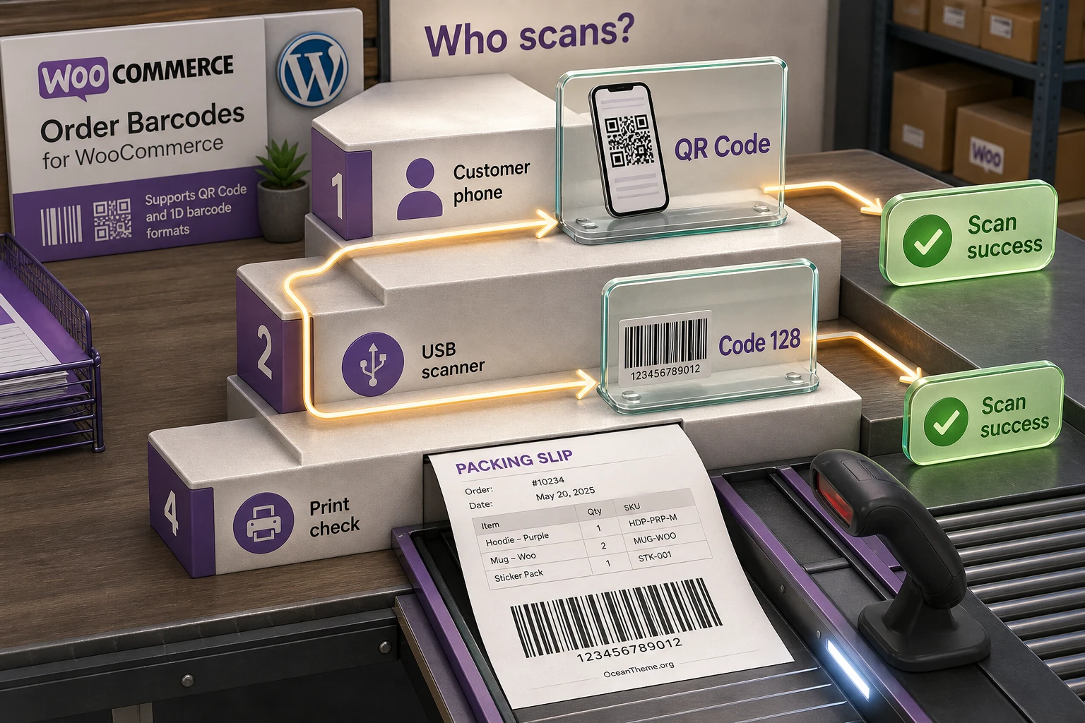 Comparison of QR Code and Code 128 for WooCommerce orders
