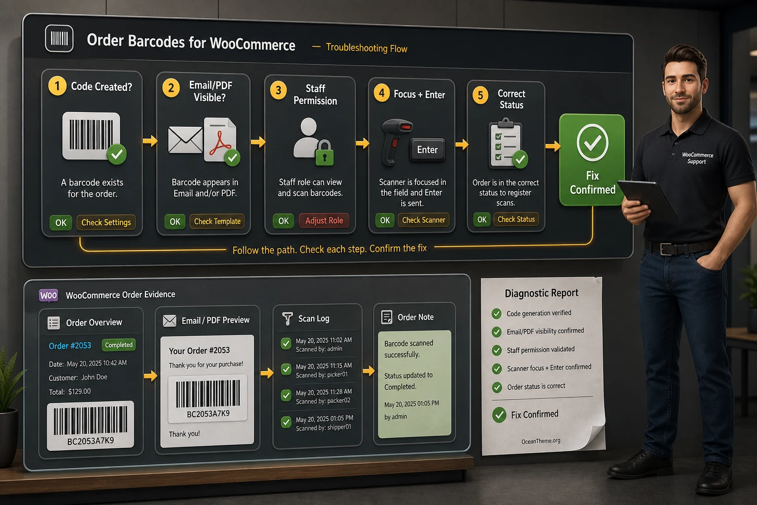 Troubleshooting scan errors for WooCommerce orders