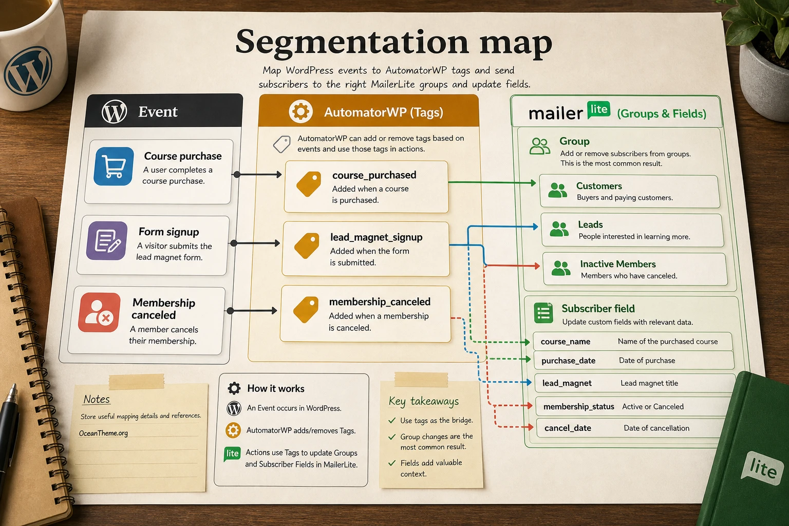 Map of groups and fields for AutomatorWP MailerLite