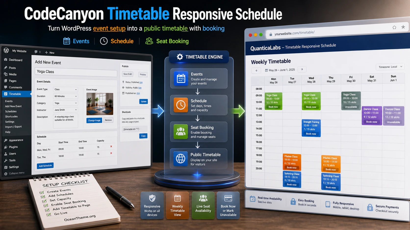 CodeCanyon Timetable Responsive Schedule used for scheduling and booking in WordPress