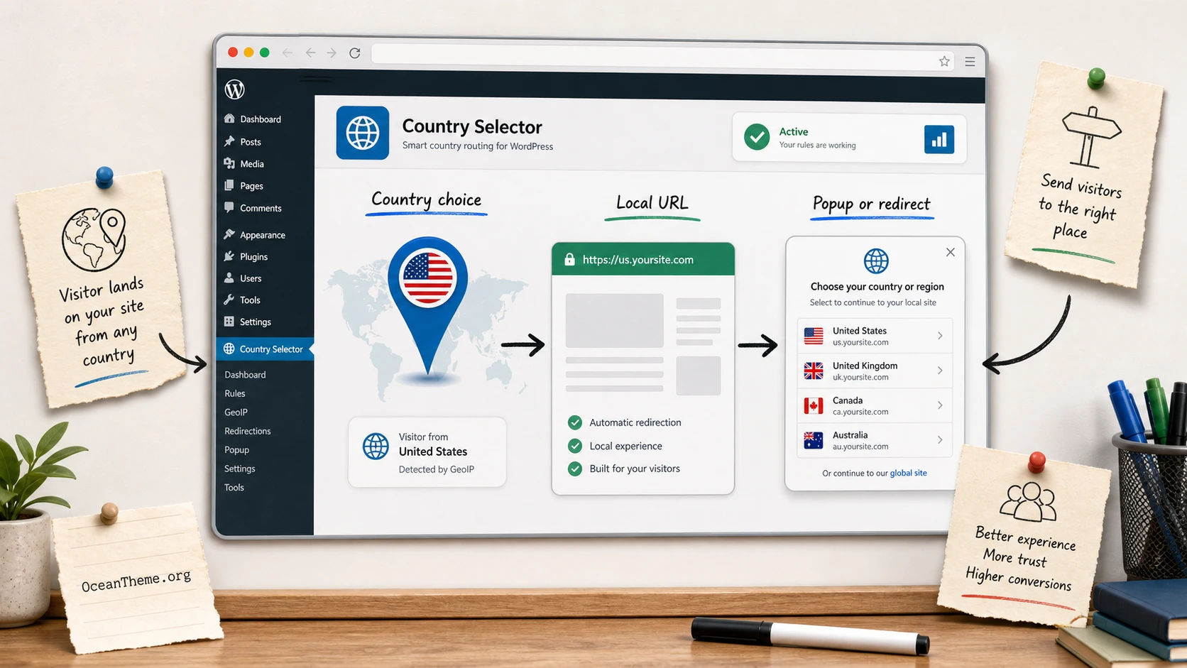 Cover image for the CodeCanyon WordPress Country Selector guide with country selection logic