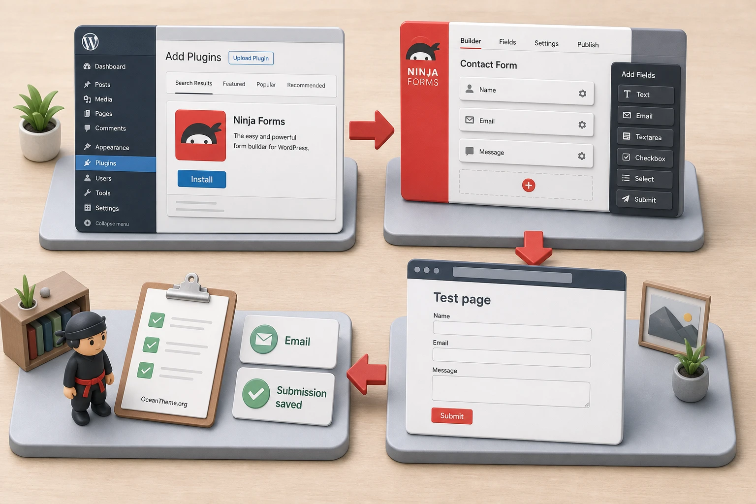 Ninja Forms installation path and initial validation in WordPress