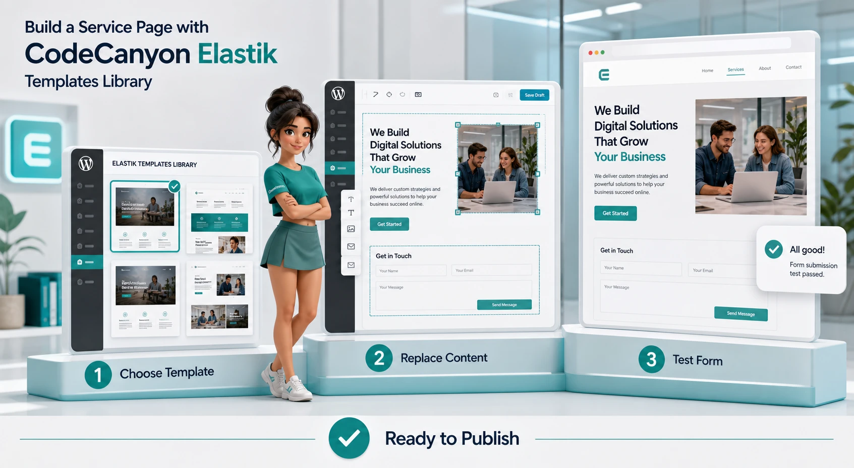 Practical example of using CodeCanyon Elastik Templates Library for a service page